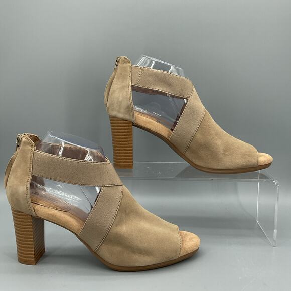 NEW Giani Bernini Women’s Averiel Leather Open Toe Pumps Beige Size 9.5M - Picture 1 of 12
